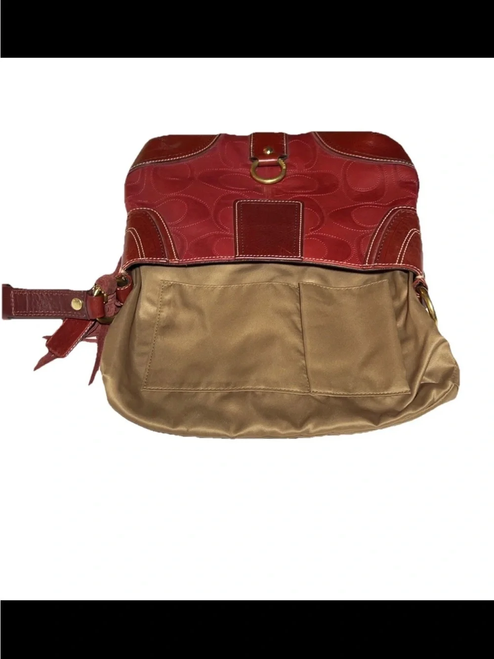 Coach Hampton Shoulder Bag & Wallet Set,Deep Red Embossed Leather, Chunky Brass